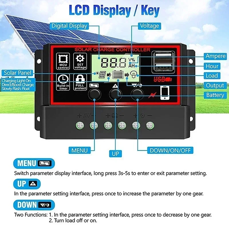12V/24v10a-100a Lcd-Display Du - Pwm Charge Controller recensie en prijs