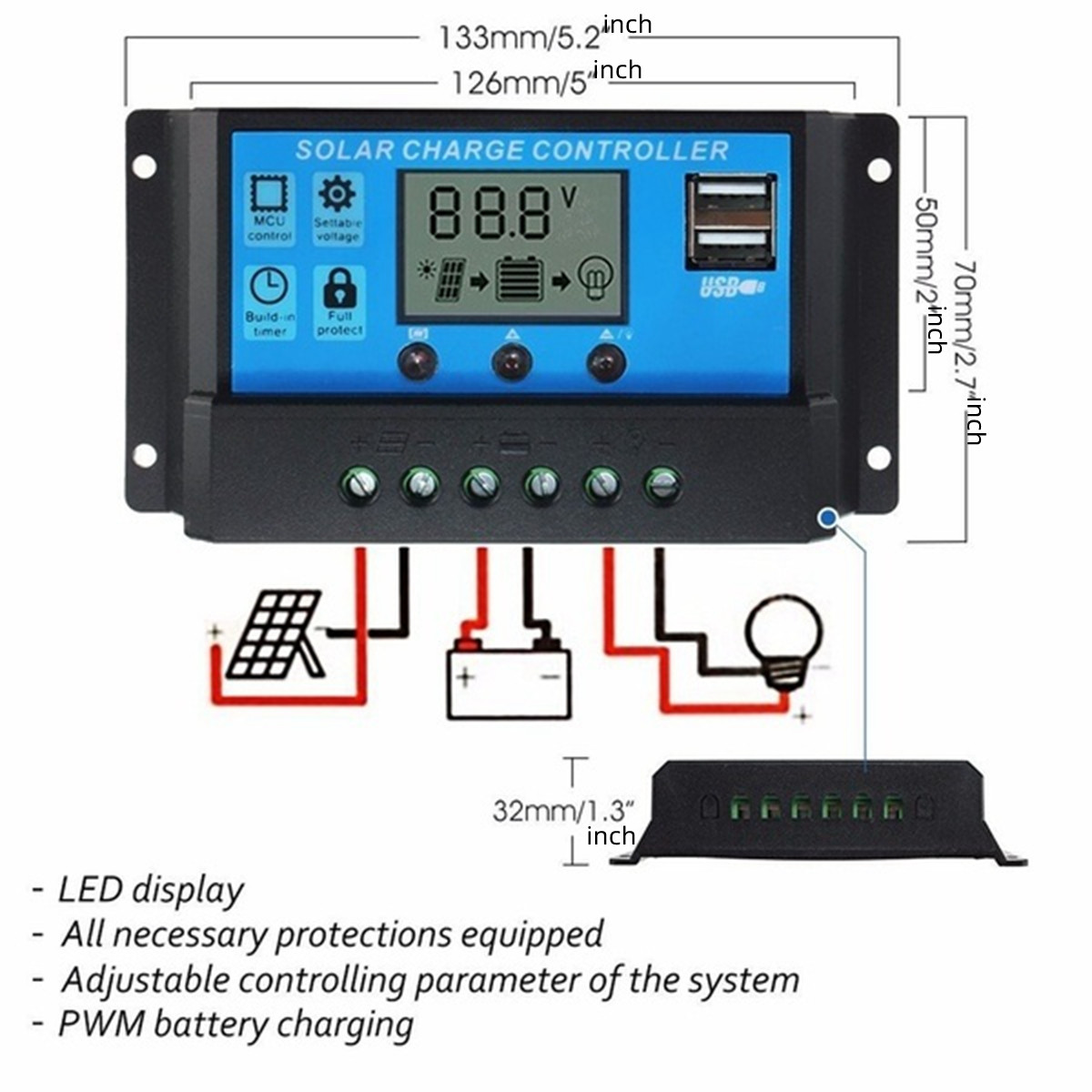 10/20/30/40/50/60/100A PWM Sol - Pwm Charge Controller recensie en prijs